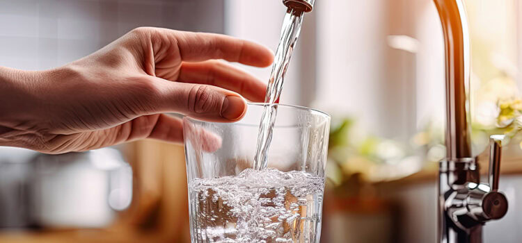 Der Wasserhahn mit Mischbatterie