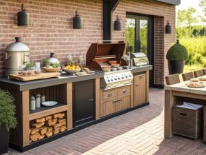 Outdoor Küche im Garten mit Grill