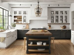 landhausküchen stil in weiß und holz